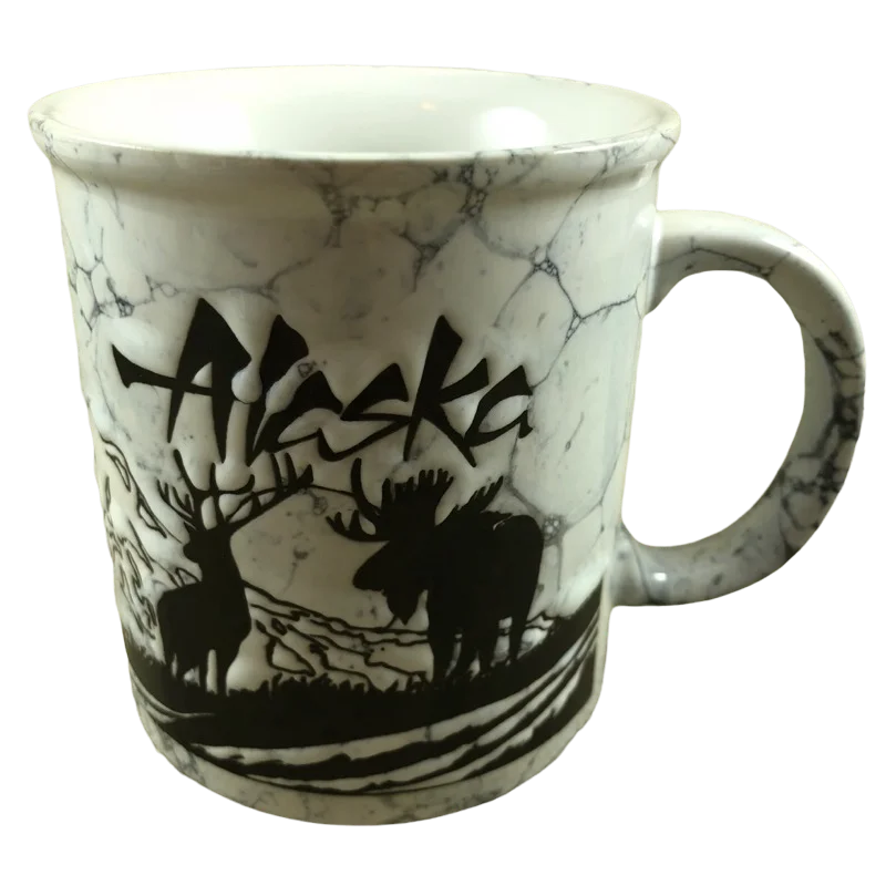 Alaska Marbled Moose And Mountains Etched Mug