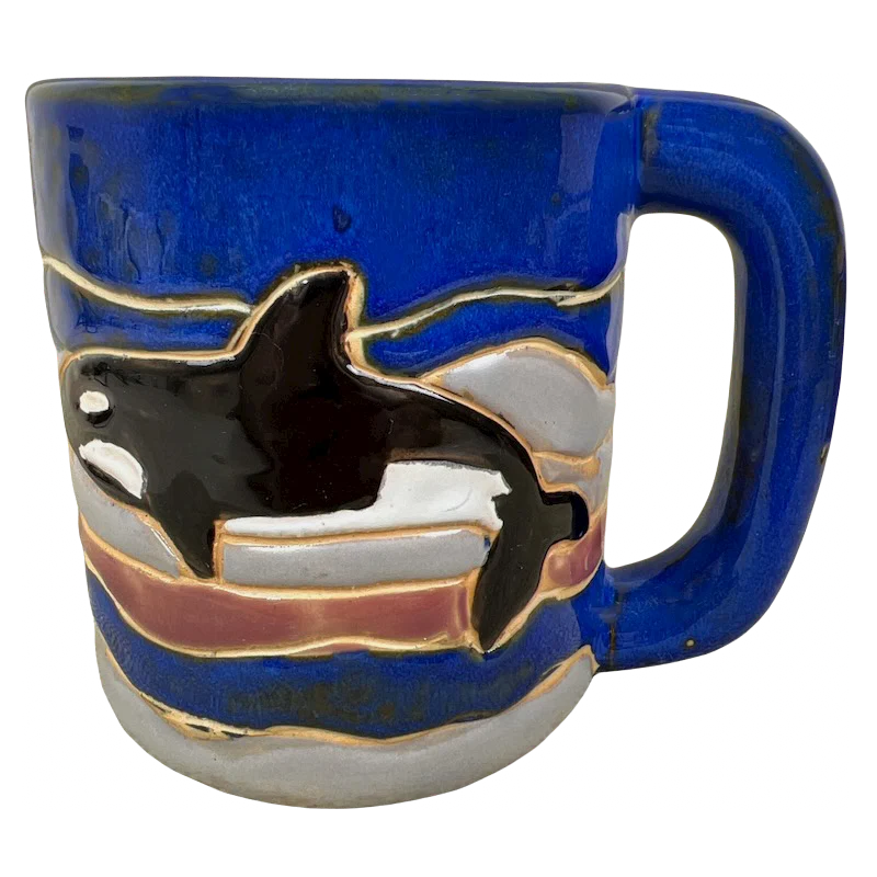 Alaska Orca Killer Whale Embossed Pottery Style Mug