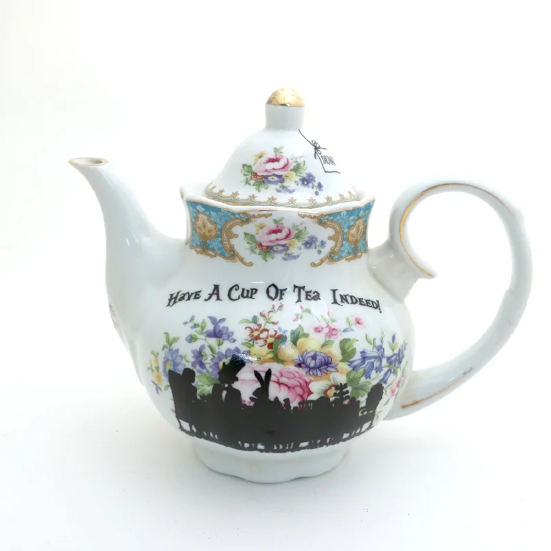 Alice in Wonderland vintage upcycled teapot antique reflections