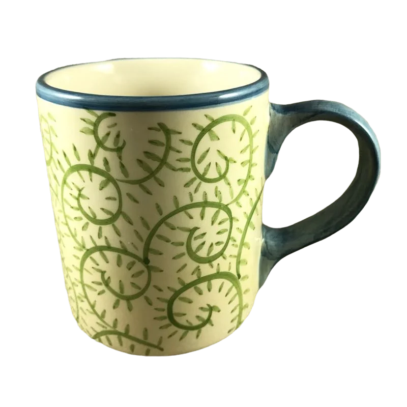 Allegra Swirls Pattern Blue Handle And Blue Trim Mug Pottery Barn