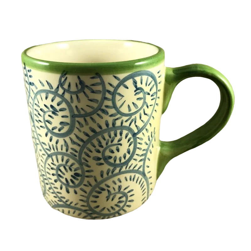 Allegra Swirls Pattern Green Handle And Green Trim Mug Pottery Barn