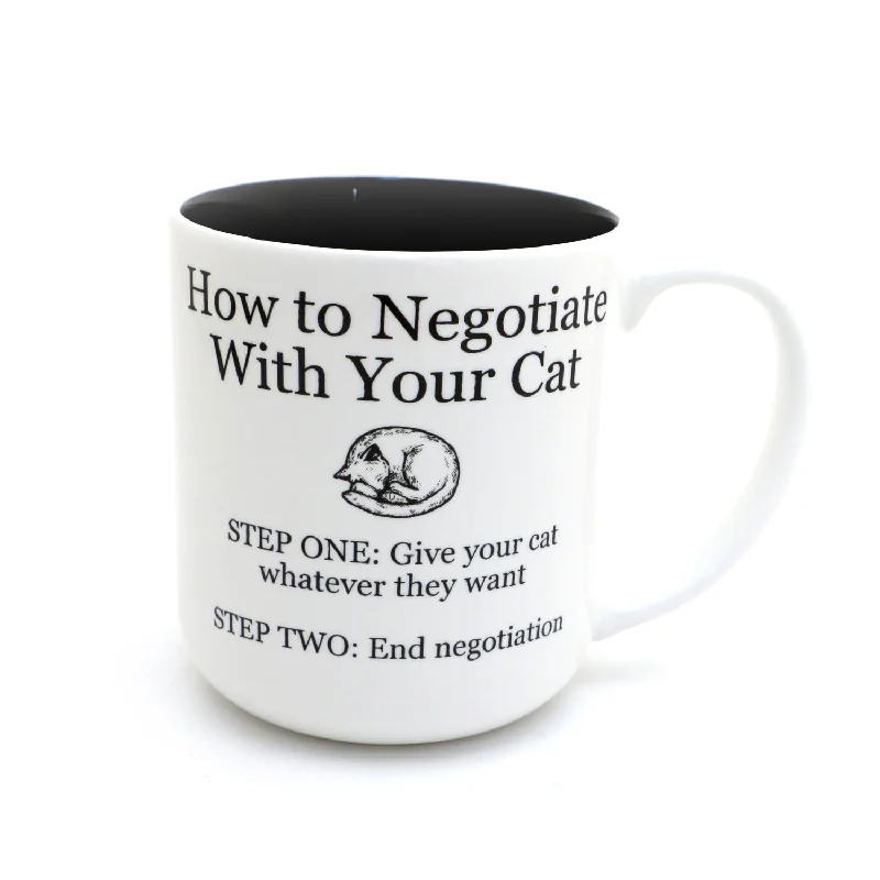 Cat negotiations mug, funny gift for crazy cat lady, cat mom, pet lover