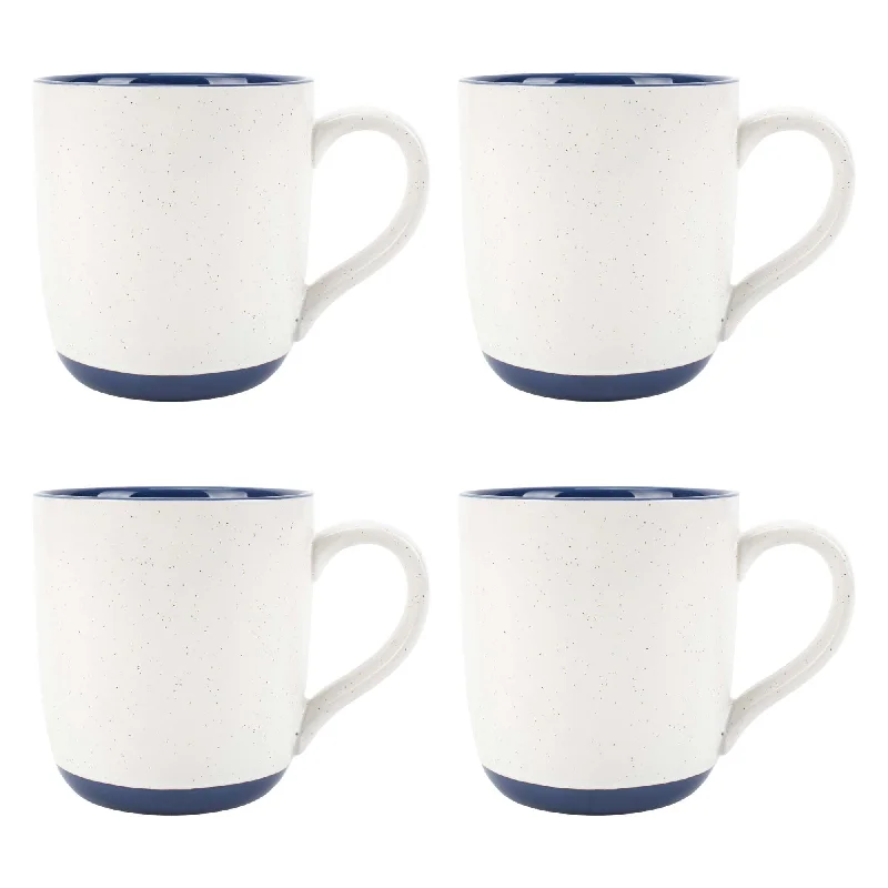 Elanze Designs Typewriter Speckled Navy Blue 13 ounce Ceramic Coffee Mugs Set of 4