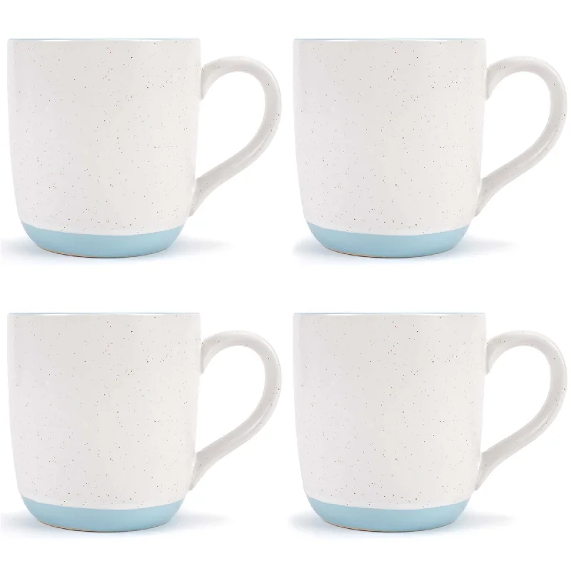 Elanze Designs Typewriter Speckled Pale Blue 13 ounce Ceramic Coffee Mugs Set of 4