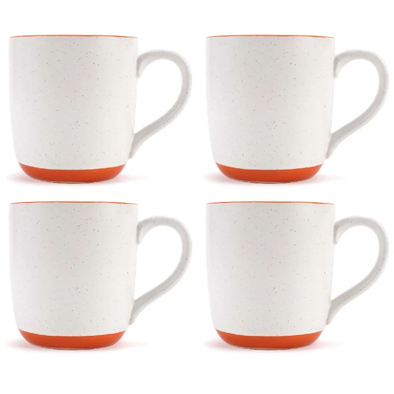 Elanze Designs Typewriter Speckled Orange 13 ounce Ceramic Coffee Mugs Set of 4