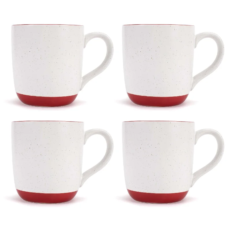 Elanze Designs Typewriter Speckled Red 13 ounce Ceramic Coffee Mugs Set of 4