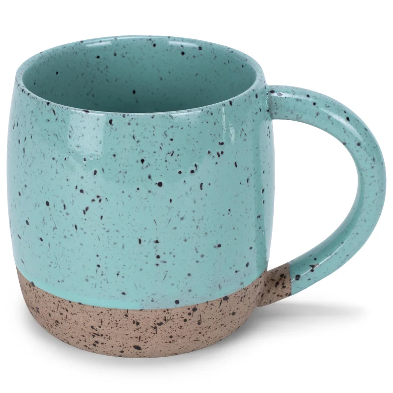 Elanze Designs Speckled Raw Bottom 17 ounce Ceramic Mug, Mint Green