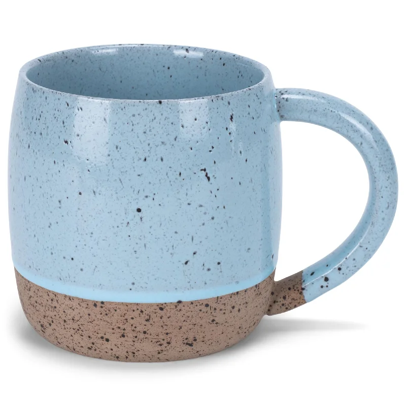 Elanze Designs Speckled Raw Bottom 17 ounce Ceramic Mug, Ice Blue