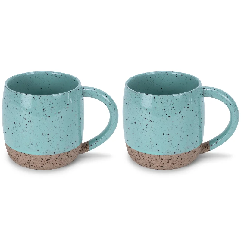 Elanze Designs Speckled Raw Bottom 17 ounce Ceramic Mugs Pack of 2, Mint Green