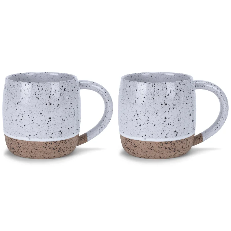 Elanze Designs Speckled Raw Bottom 17 ounce Ceramic Mugs Pack of 2, White