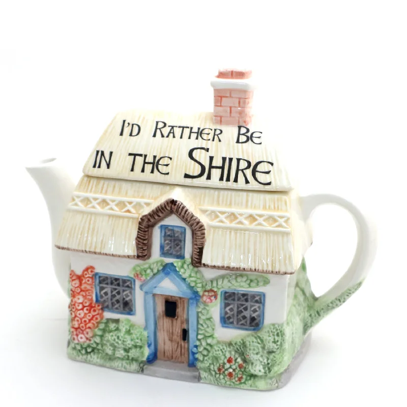 Hobbit Teapot, I'd Rather Be in the Shire, Vintage Upcycled