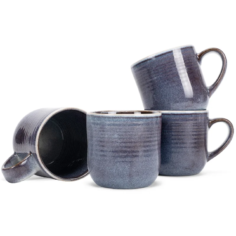 Elanze Designs Purple Ombre Blue Glossy Rainbow Reactive Glaze 17 ounce Stoneware Coffee Cup Mugs Set of 4