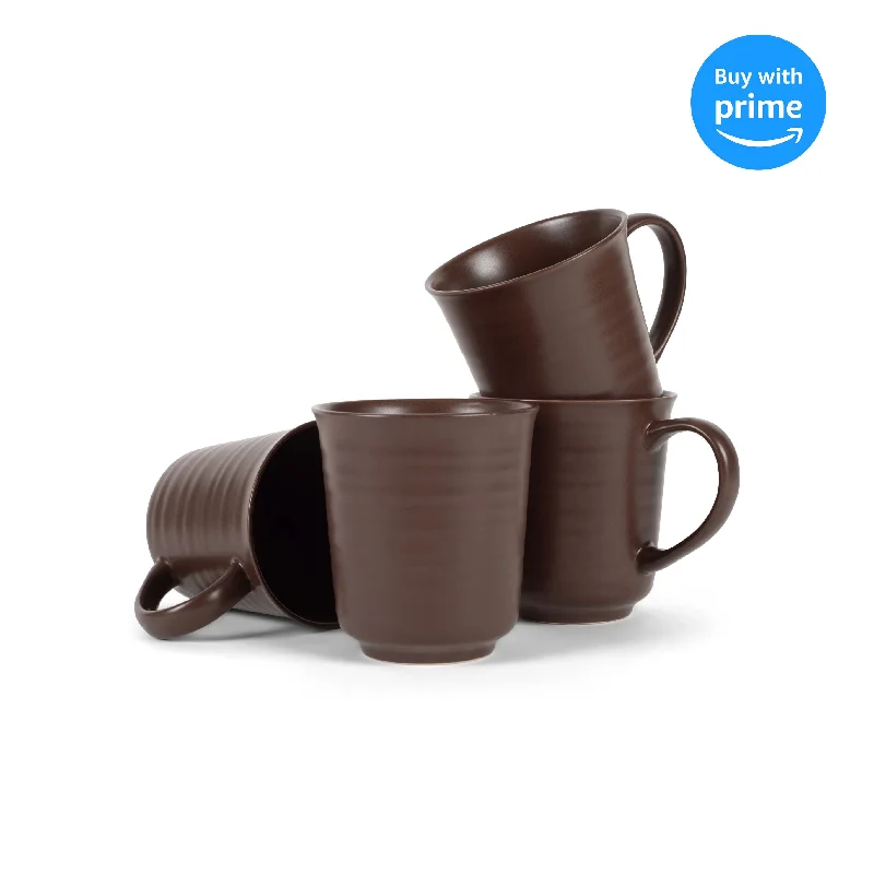 Elanze Designs Brown Matte Glaze Finish 17 ounce Stoneware Coffee Cup Mugs Set of 4