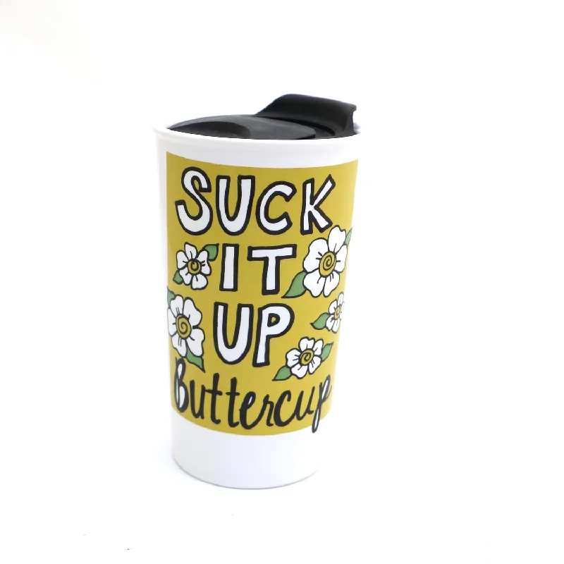 OOPS SALE Suck it Up Buttercup travel mug, eco friendly ceramic travel mug (Copy)