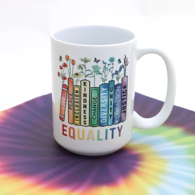 Pride mug, Equality Books, LGBTQ support, ally mug, 15 oz.