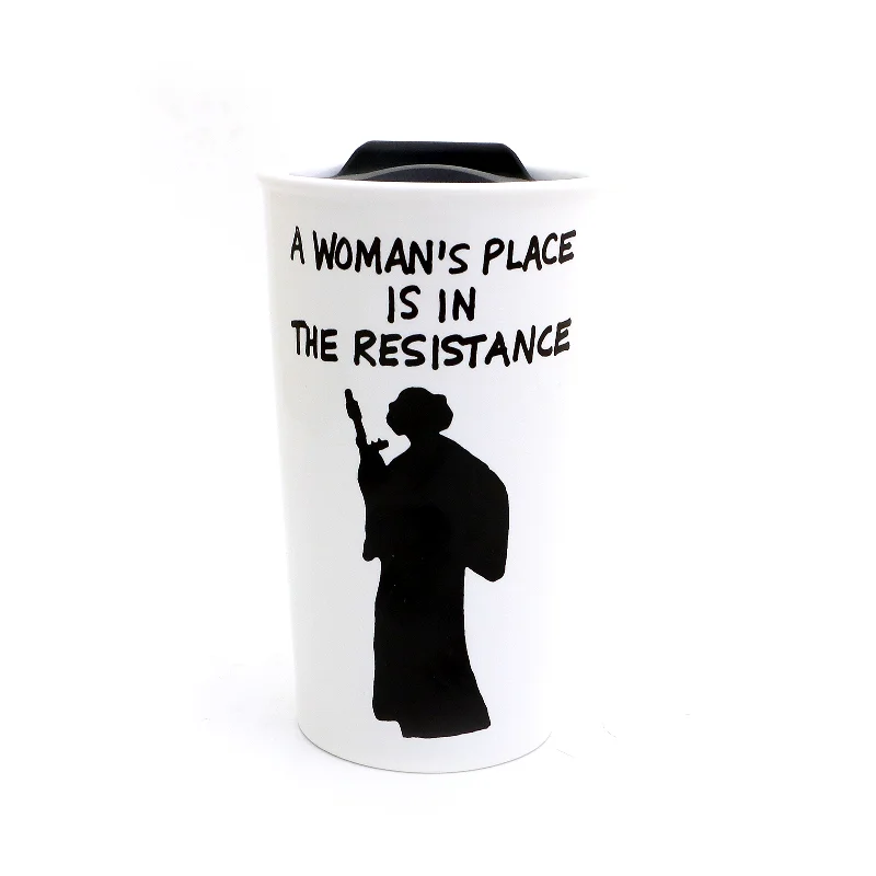 Princess Leia Travel Mug, A woman's place is in the resistance, Star Wars fan art