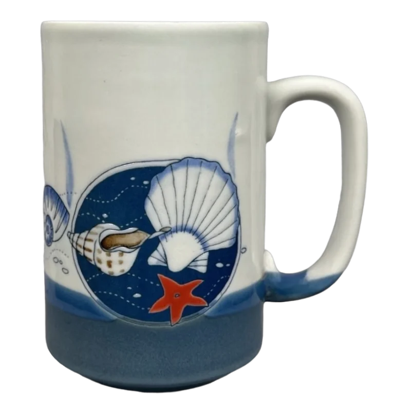 Seashells Starfish And Sand Dollars Large Embossed Mug Otagiri