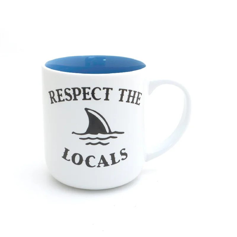 Shark mug, Respect The Locals, Beach cup, Coastal decor