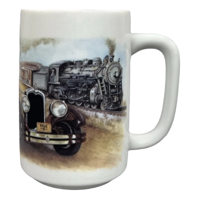 Stutz Bearcat Car And Locomotive Train Sunrise Publications Large Mug Otagiri