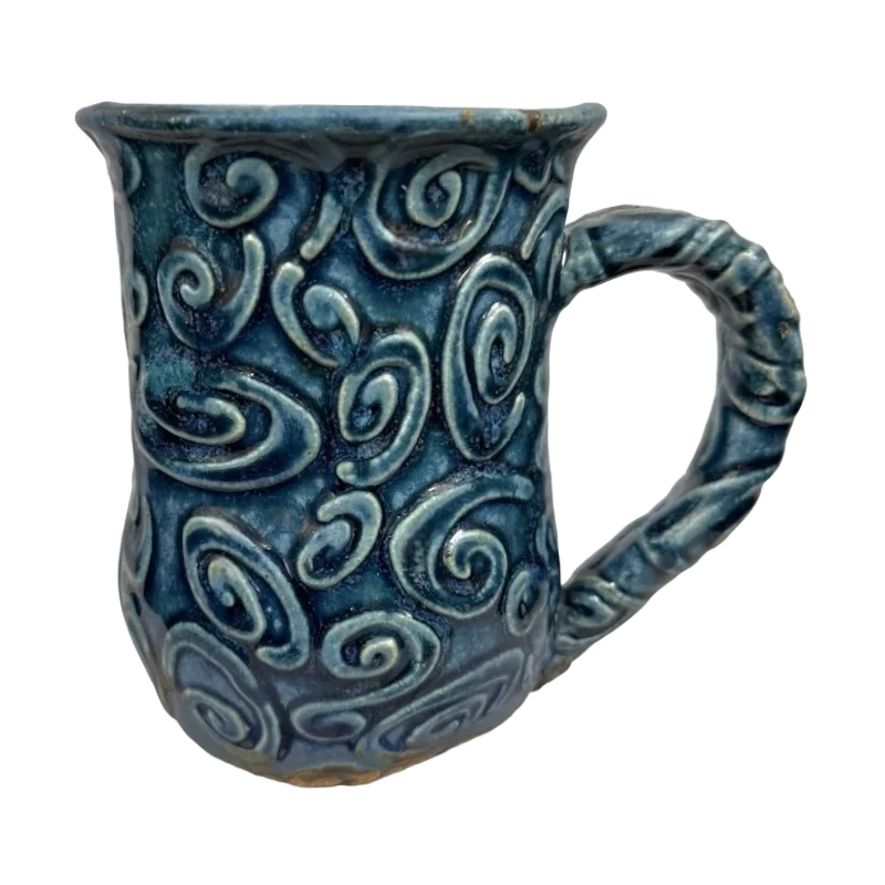 Swirls Abstract Embossed Pottery Mug