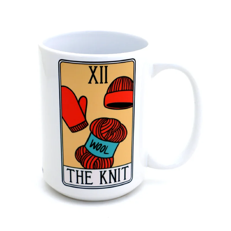 The Knit, tarot card mug, funny gift for knitter, knitting mug