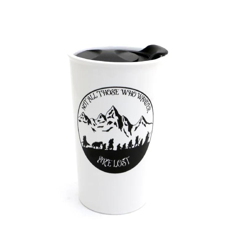 Fellowship of the Rings travel mug, Not all those who wander are lost, LOTR, Hobbit