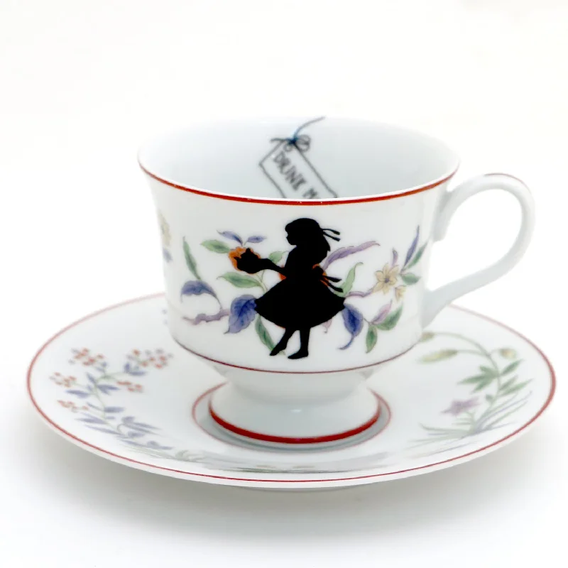 Vintage tea cup, Drink Me, Alice in Wonderland teacup and saucer, upcycled