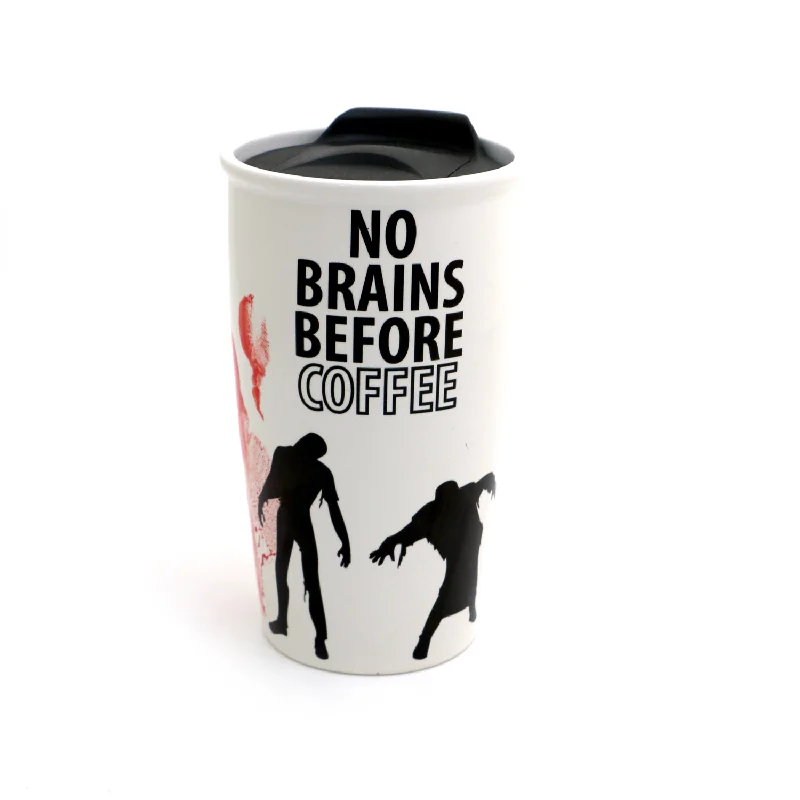 OOPS SALE Zombie Travel Mug, No Brains Before Coffee