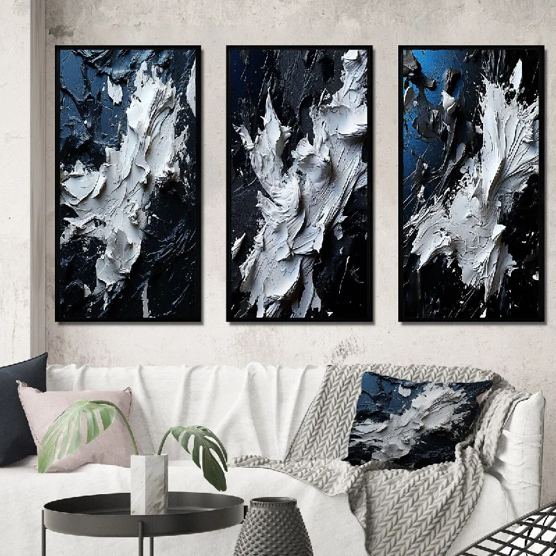 Designart "Abstract River Of Euphoria II" Abstract Painting Framed Wall Art Set Of 3 Modern Gallery Set For Office Decor