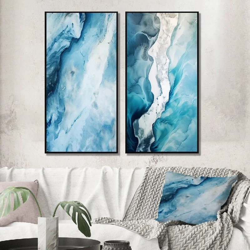 Designart "Aerial View Of Artic Glacier Landscape VI" Glacier Wall Art Décor - Country Gallery Set For Office Decor