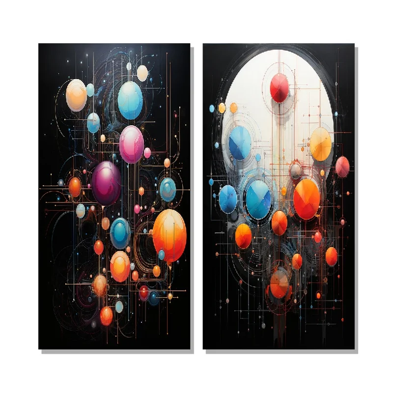 Designart "Full Moon Obscurity Future Abstract Landscape III" Minimalism Wall Art Set of 2 Transitional For Office Decor