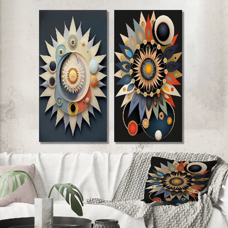 Designart "Highway To Enlightenment Spiritual Geometrics III" Geometric Wall Art Set of 2 - Modern Living Room Decor