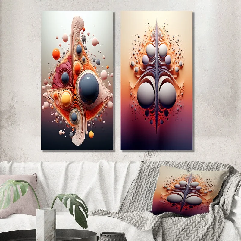 Designart "Multiverse Abstract Geometric Metamorphosis I" Abstract Wall Art Set of 2 - Transitional Printed Wall Décor