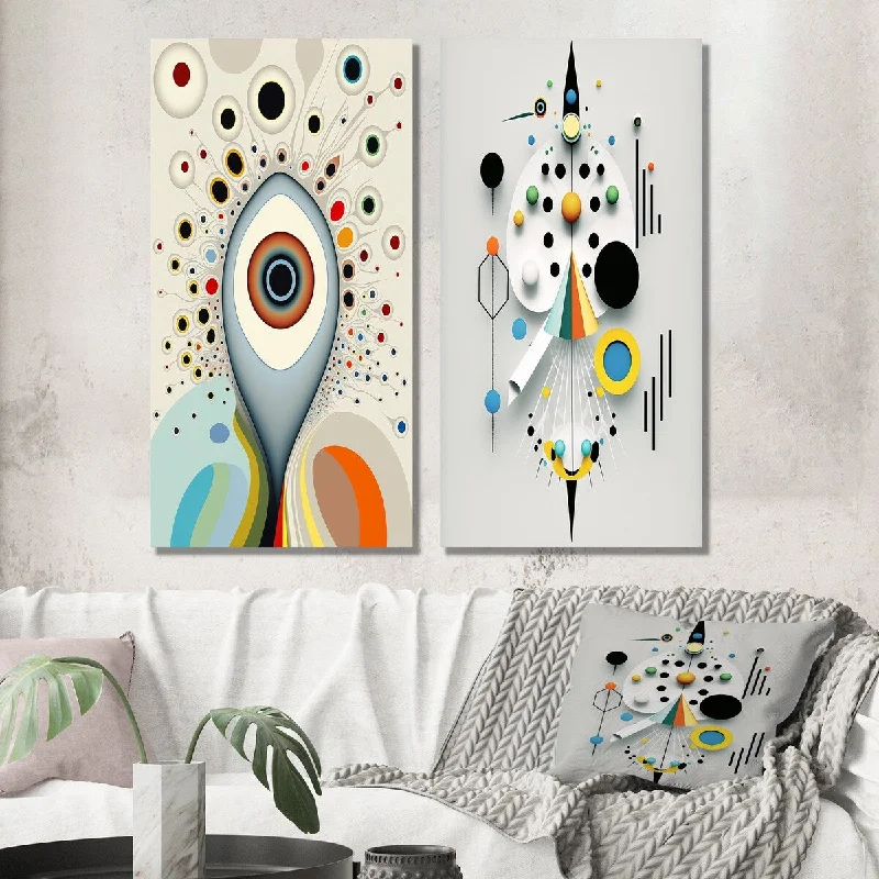 Designart "Sceance Occult Visions IV" Modern Geometric Wall Art Set of 2 - Modern Print Art For Living Room Decor