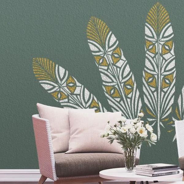 Fantasy Feather Stencil For Walls - Large Feather Wall Stencil - Wall Stencil