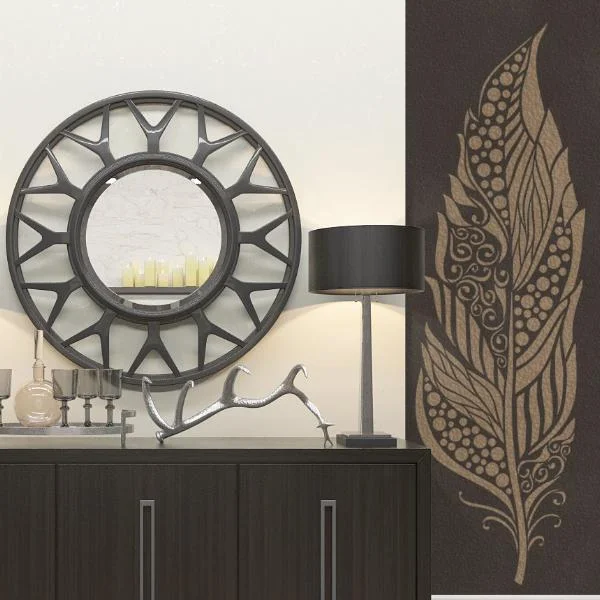 Large Feather Stencil For Walls - Decorative Feather Wall Stencil - Feather Wall Stencil