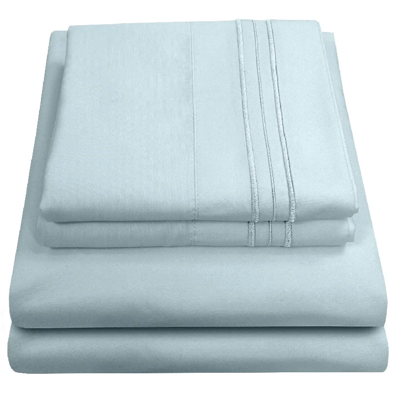 4 Pcs 1800 Microfiber Bed Sheet Set in Queen Size