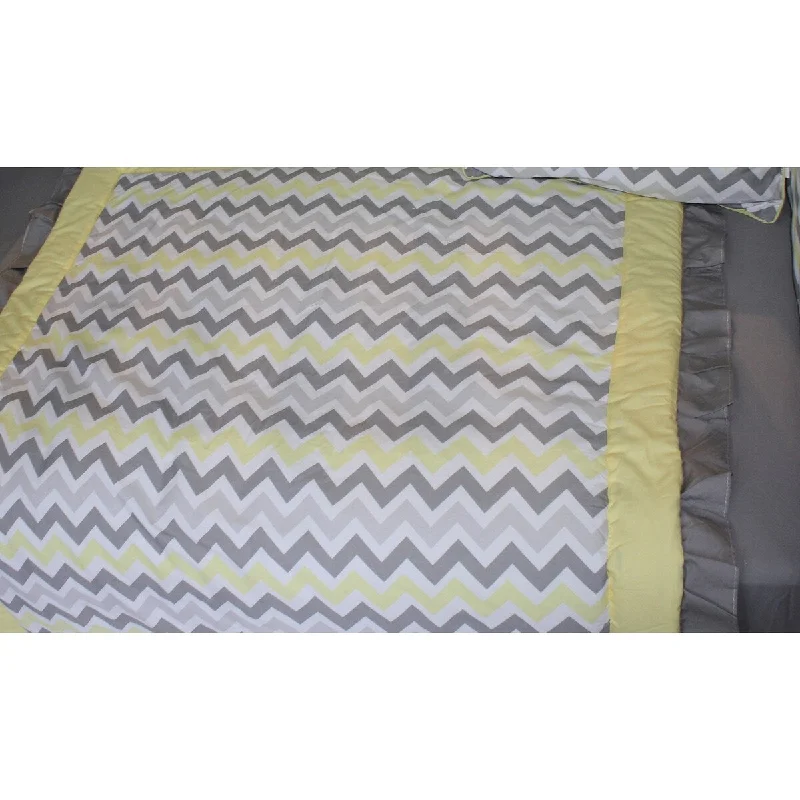 BabyFad Elephant ZigZag Yellow 9 piece Crib Bedding Set