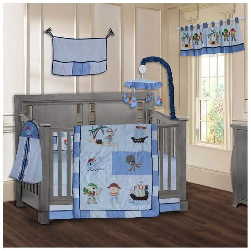 BabyFad Pirates 9 piece Boys' Baby Crib Bedding Set