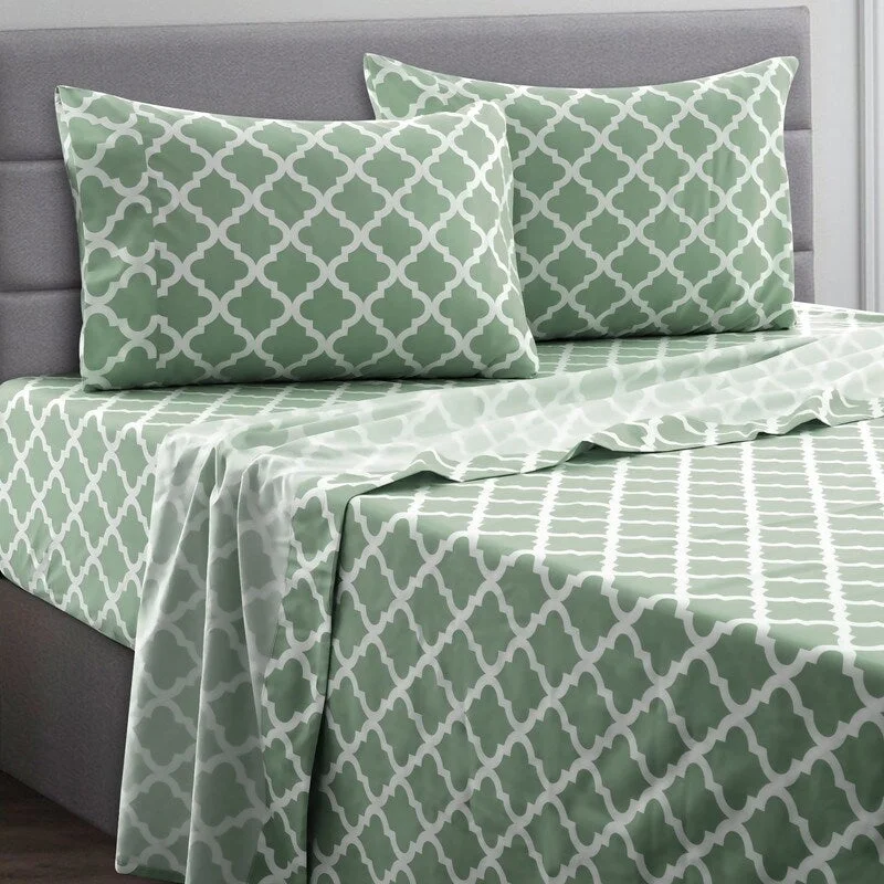 Bed Sheet Set 4 Piece Microfiber Deep Pockets Bedding Sheets