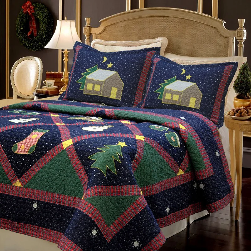 Cozy Line Christmas Night Patchwork Quilt Bedding Set