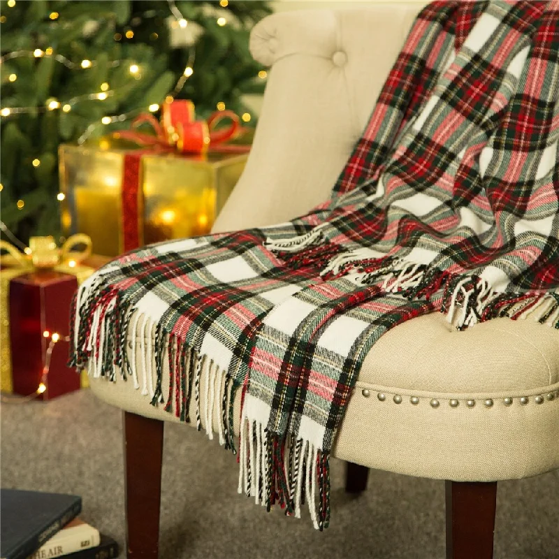 Glitzhome 50 x 60 Plaid Woven Acrylic 400g Christmas Blanket