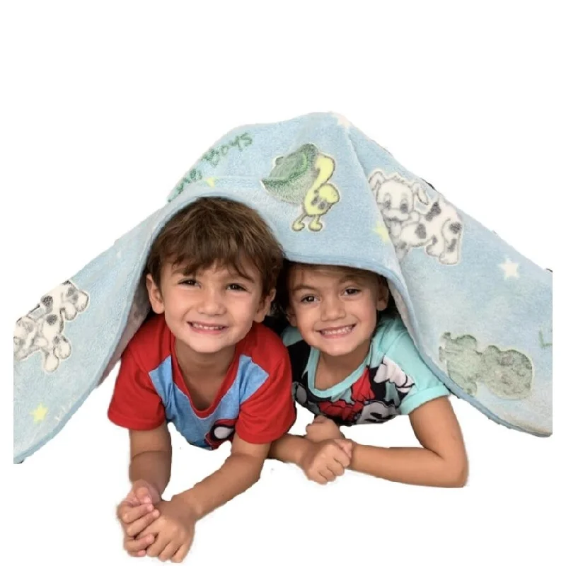 Glow in The Dark Blankets - Little Girls Sugar, Spice, & Everything Nice - Little Boys Frogs, Snails, and Puppy-Dogs Tails