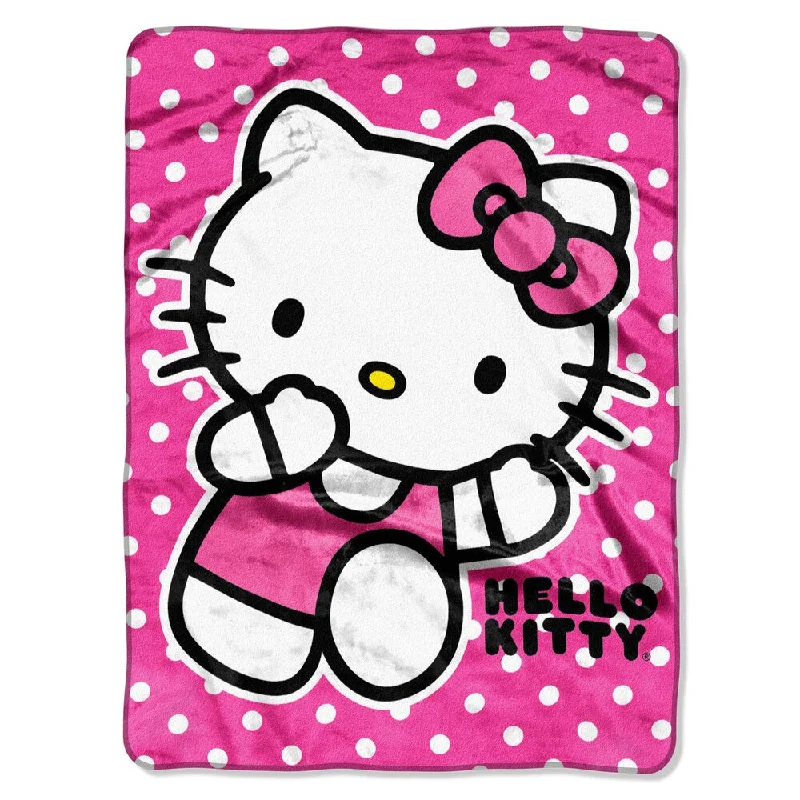 Hello Kitty Run Kitty Royal Plush Raschel Throw Blanket