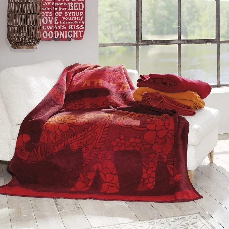 IBENA Intricate Elephant Oversized Jacquard Throw Blanket Delhi