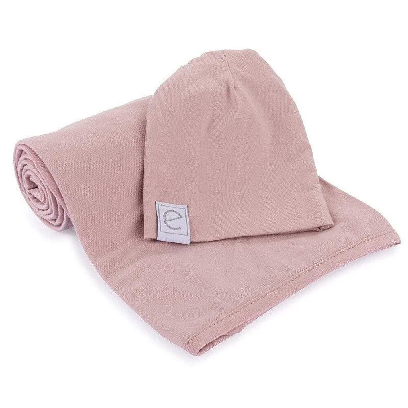 Jersey Cotton Swaddle Blankets with Baby Hat -Lavender - N/A