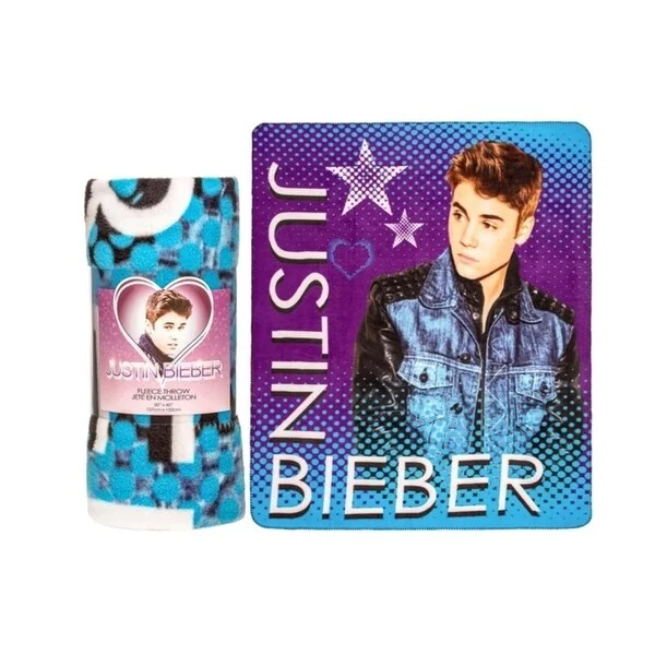 Justin Bieber Fleece Throw Blanket-Halftone Blue