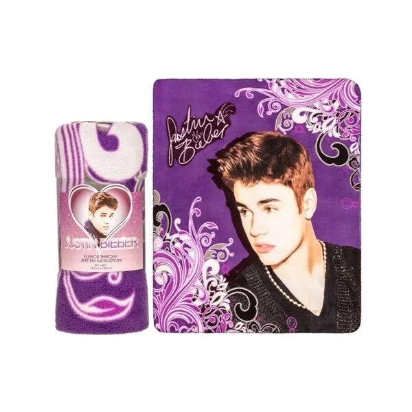 Justin Bieber Fleece Throw Blanket-Scrolly Purple