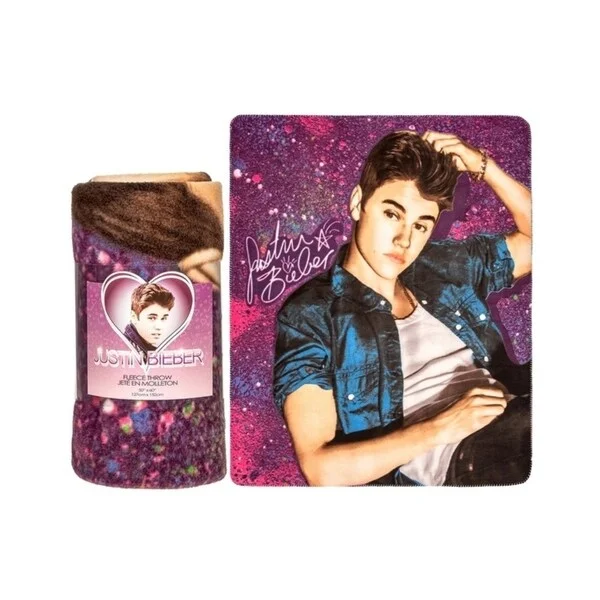 Justin Bieber Fleece Throw Blanket-Spraypaint Purple