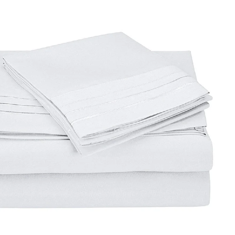 Kotter Home 3000 Series 3-Line Embroidered Bed Sheet Set